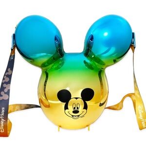 Disney Parks Mickey Balloon Ombré Metallic Popcorn Bucket~Blue Gold Sunrise; NWT